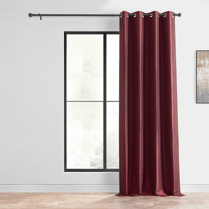 Ruby Grommet Vintage Textured Faux Dupioni Silk Blackout Curtain