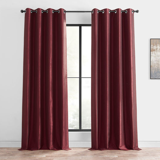 Ruby Grommet Vintage Textured Faux Dupioni Silk Blackout Curtain
