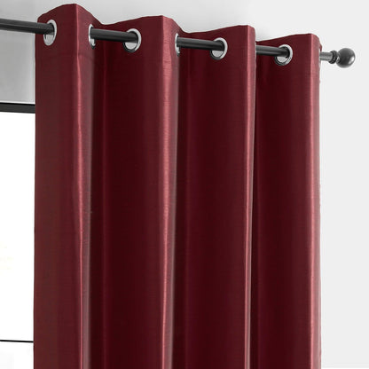 Ruby Grommet Vintage Textured Faux Dupioni Silk Blackout Curtain