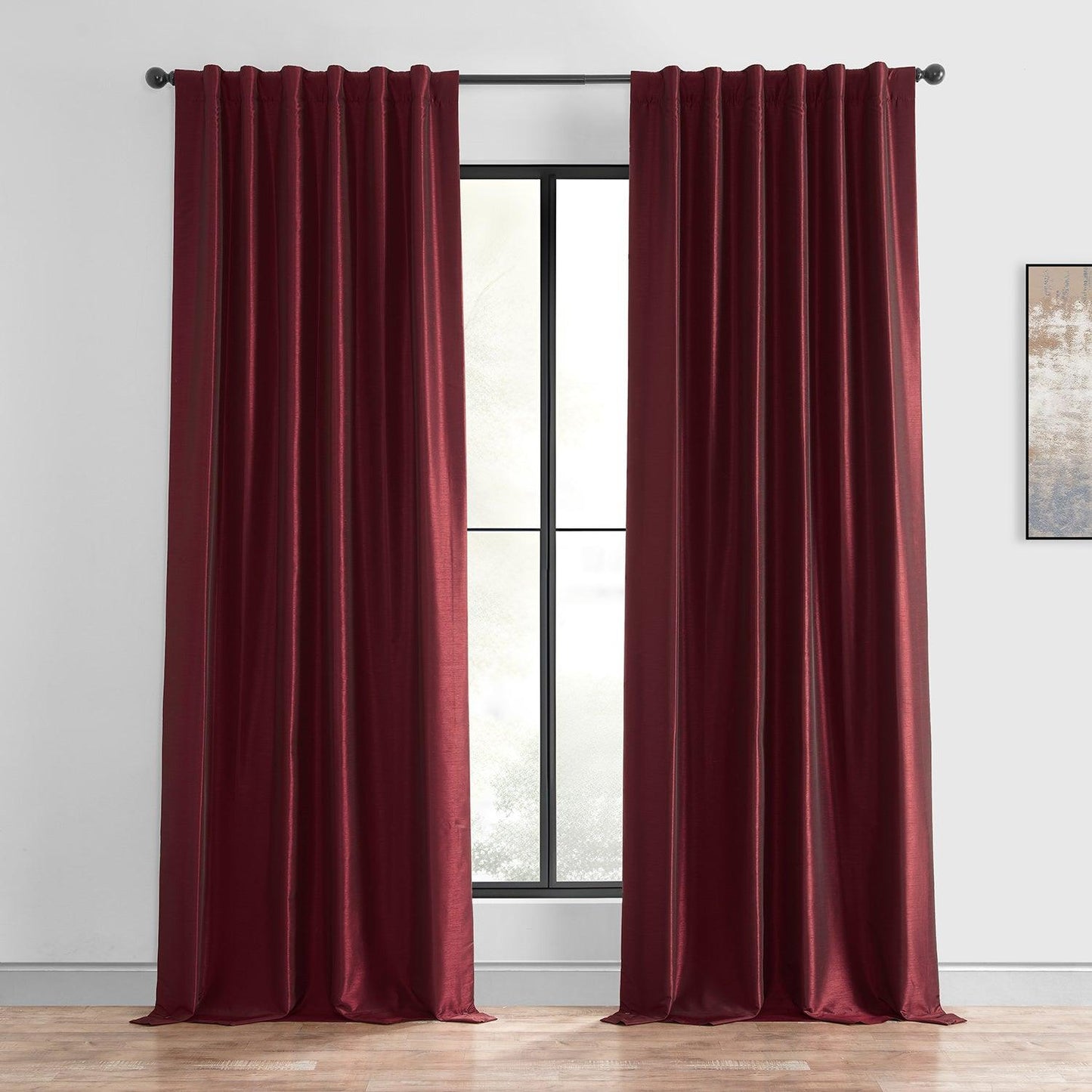 Ruby Vintage Textured Faux  Silk Blackout Curtain