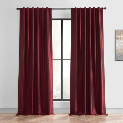 Ruby Vintage Textured Faux  Silk Blackout Curtain