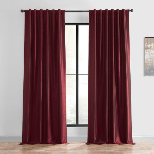 Ruby Vintage Textured Faux  Silk Blackout Curtain