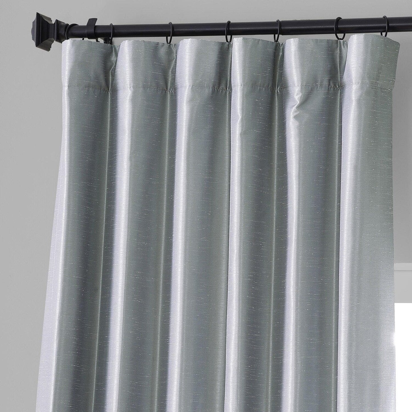 Simply Silver Vintage Dupioni Faux Silk Hotel Blackout Curtain