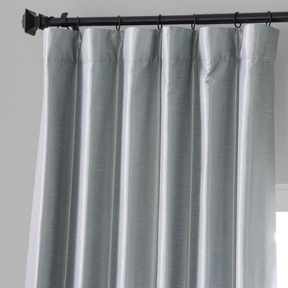 Simply Silver Vintage Dupioni Faux Silk Hotel Blackout Curtain