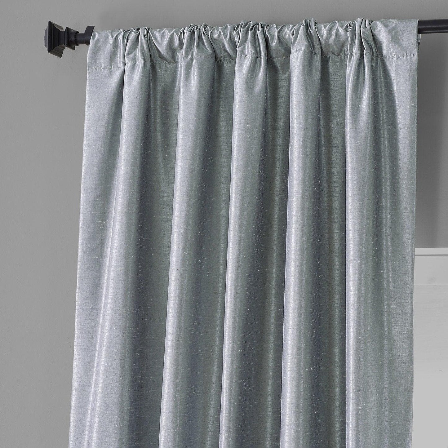 Simply Silver Vintage Dupioni Faux Silk Hotel Blackout Curtain