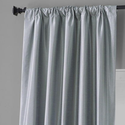 Simply Silver Vintage Dupioni Faux Silk Hotel Blackout Curtain