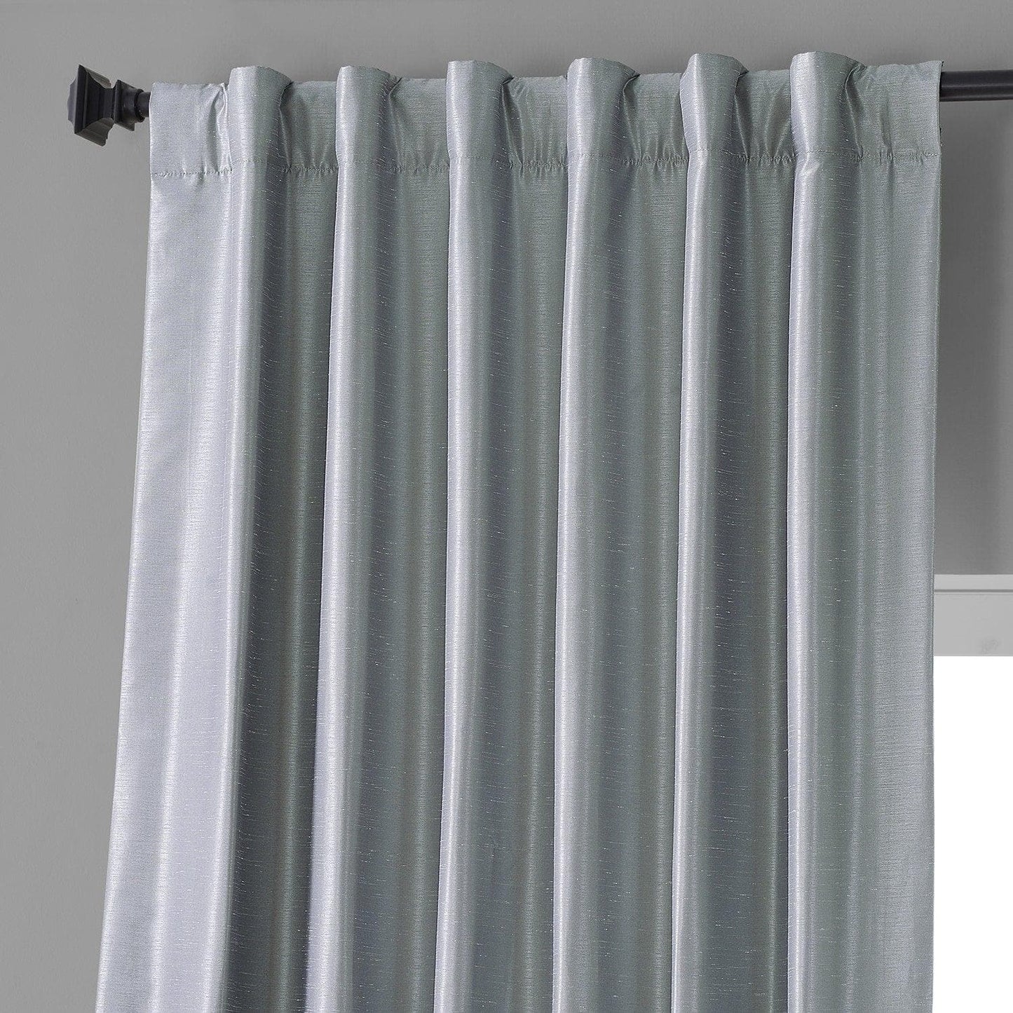 Simply Silver Vintage Dupioni Faux Silk Hotel Blackout Curtain
