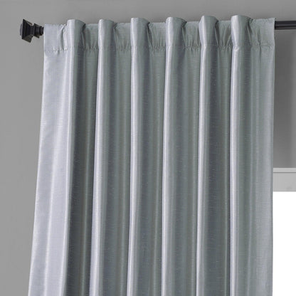 Simply Silver Vintage Dupioni Faux Silk Hotel Blackout Curtain