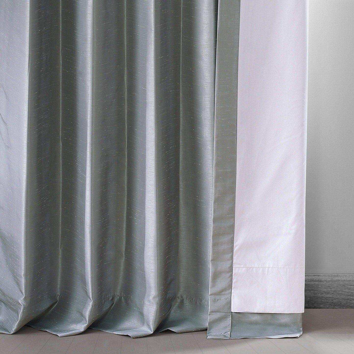 Simply Silver Vintage Dupioni Faux Silk Hotel Blackout Curtain