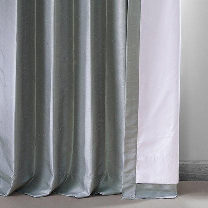 Simply Silver Vintage Dupioni Faux Silk Hotel Blackout Curtain