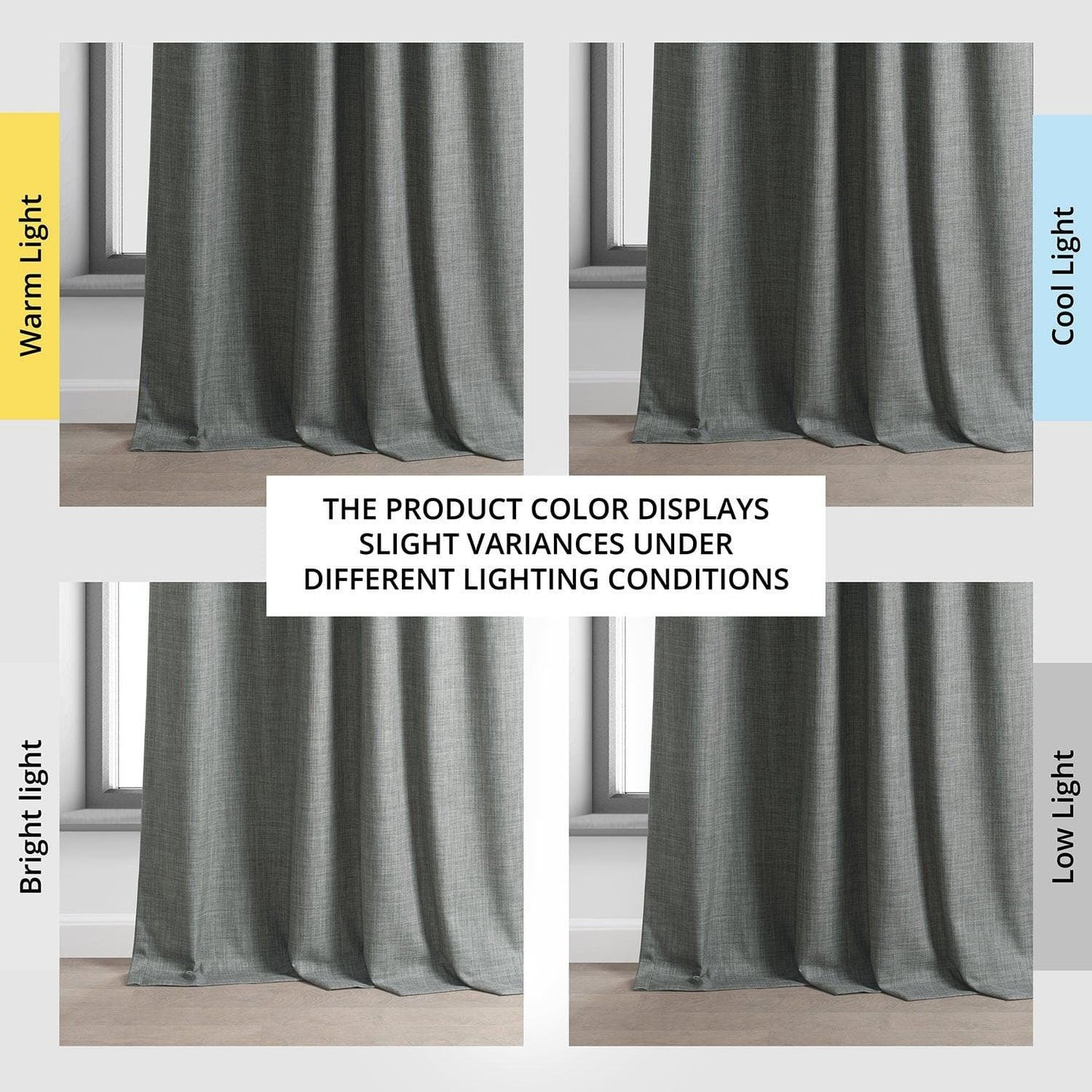 Dark Grey Performance Linen Hotel Blackout Curtain
