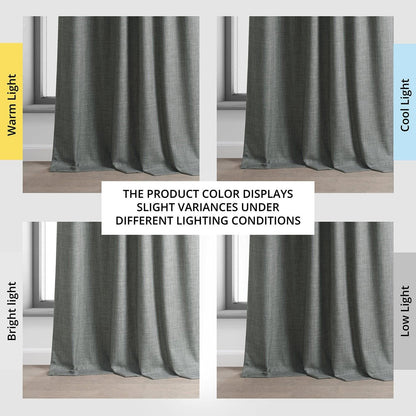 Dark Grey Performance Linen Hotel Blackout Curtain