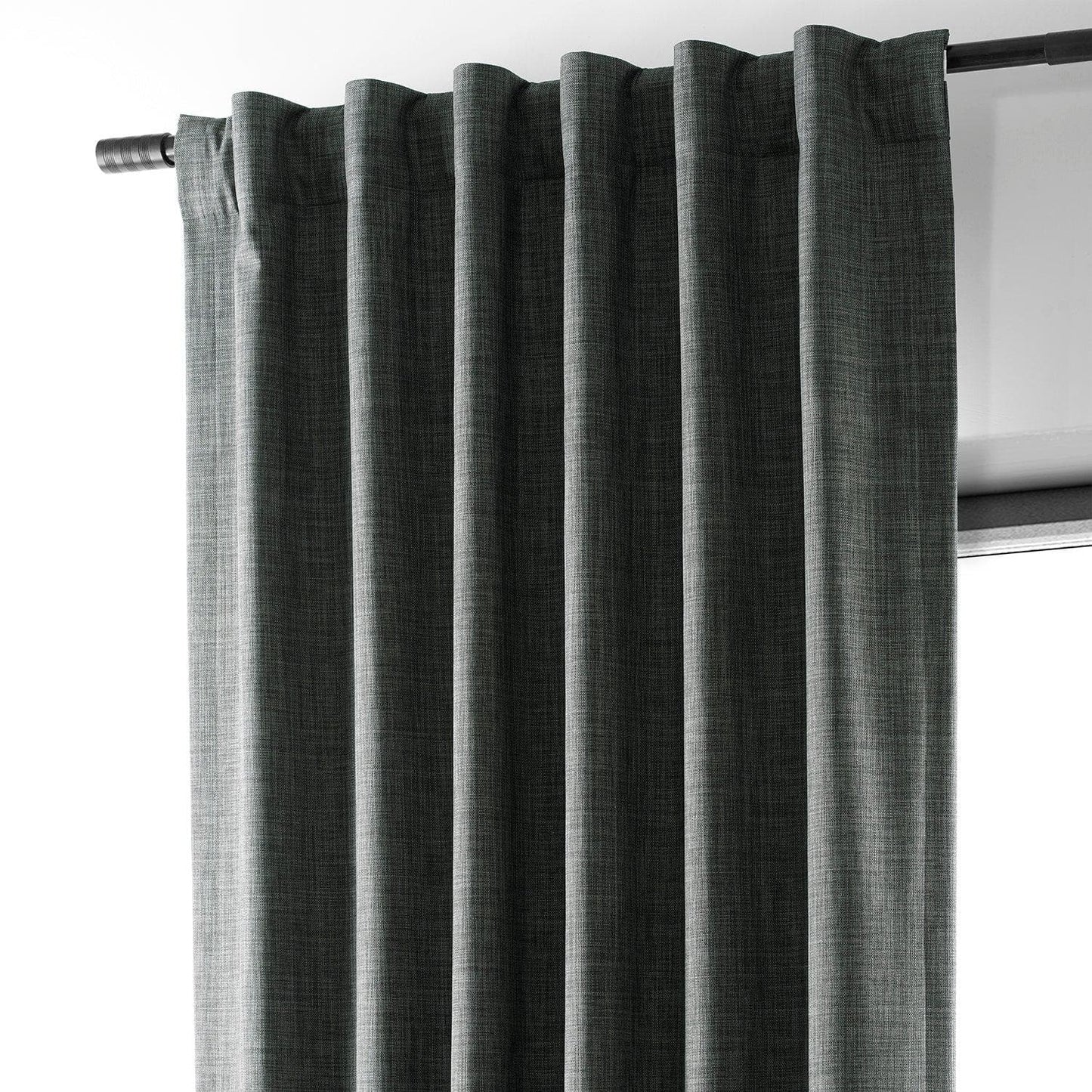 Dark Grey Performance Linen Hotel Blackout Curtain