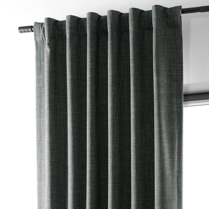 Dark Grey Performance Linen Hotel Blackout Curtain