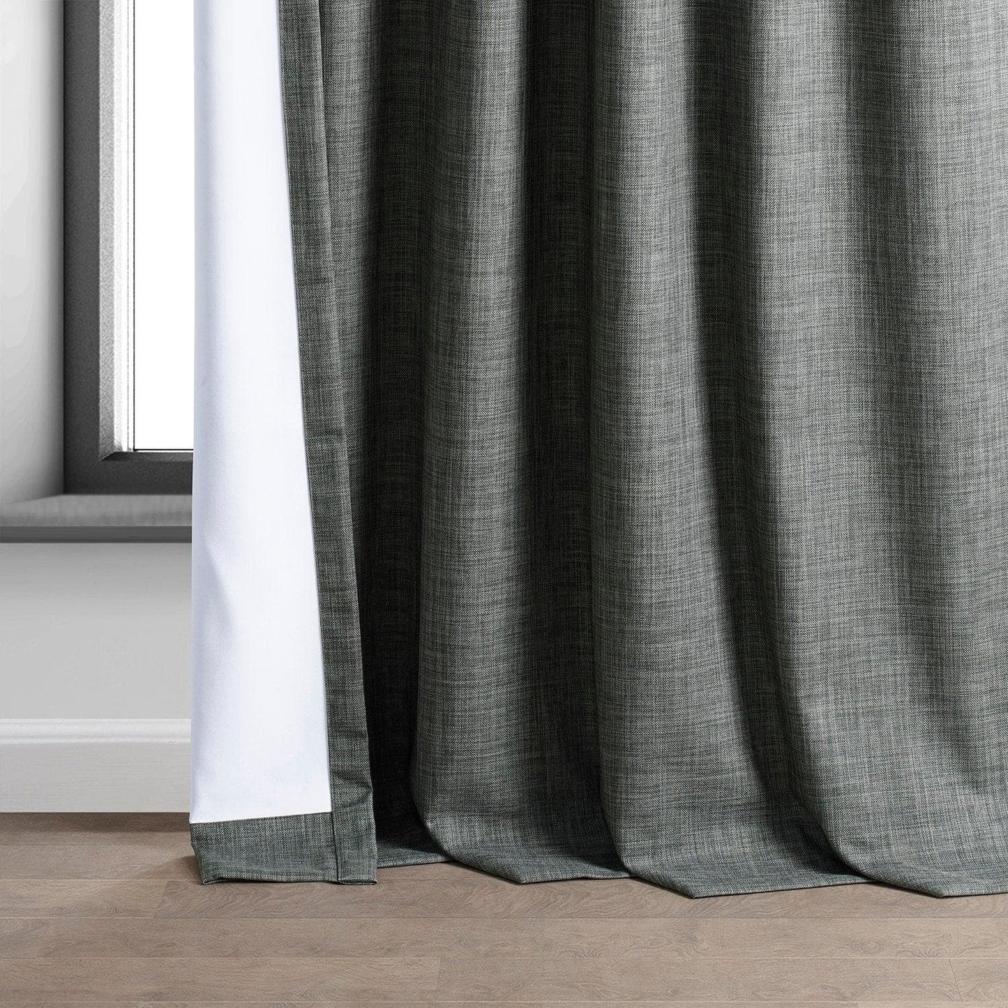 Dark Grey Performance Linen Hotel Blackout Curtain