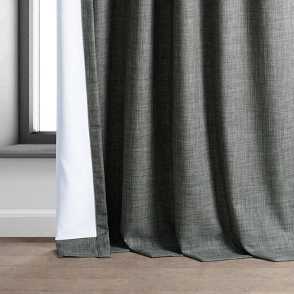 Dark Grey Performance Linen Hotel Blackout Curtain