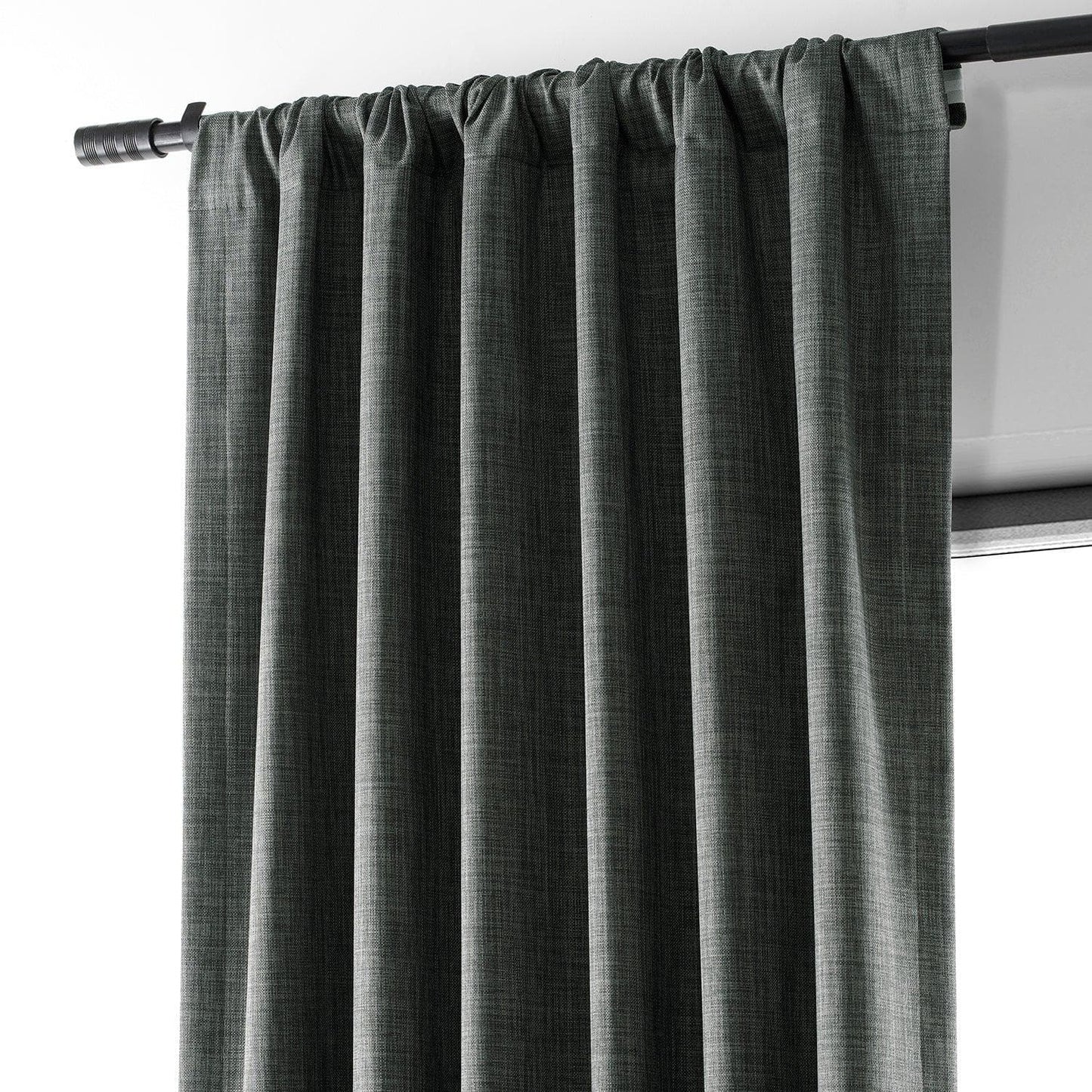Dark Grey Performance Linen Hotel Blackout Curtain