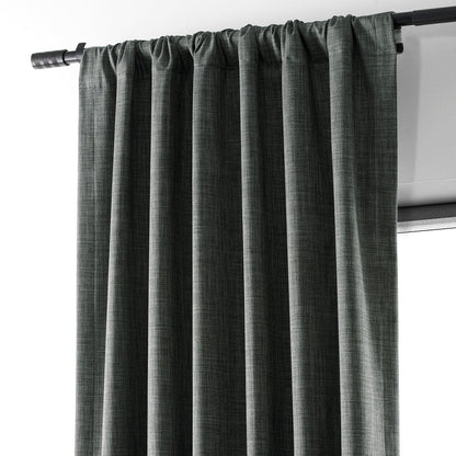 Dark Grey Performance Linen Hotel Blackout Curtain