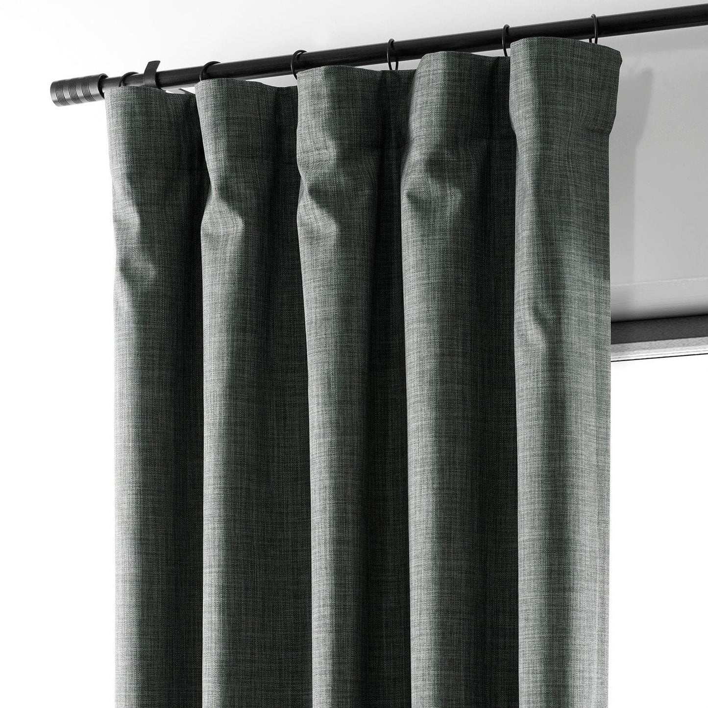 Dark Grey Performance Linen Hotel Blackout Curtain