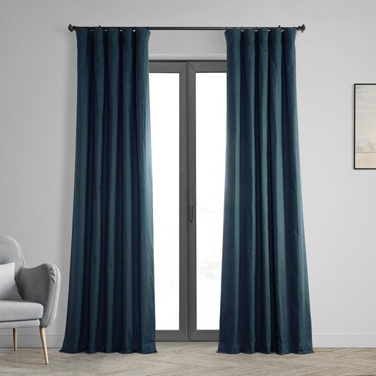 Navy Solid Cotton Hotel Blackout Curtain