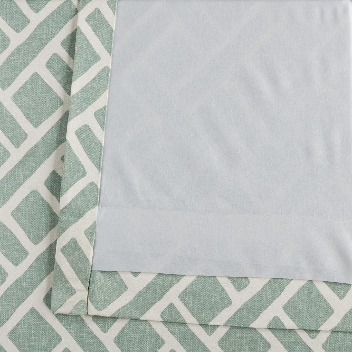 Martinique Aqua Geometric Printed Cotton Room Darkening Curtain