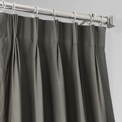 Millstone Grey French Pleat Solid Cotton Curtain