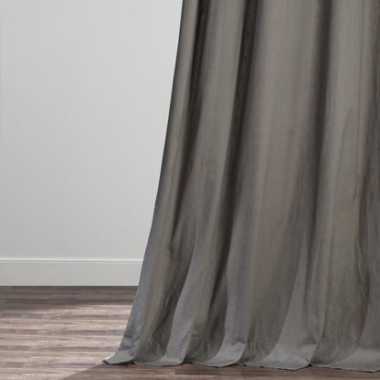 Millstone Grey French Pleat Solid Cotton Curtain