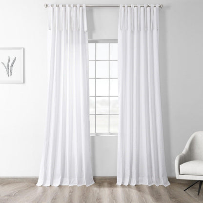 Whisper White Tie-Top Solid Cotton Curtain