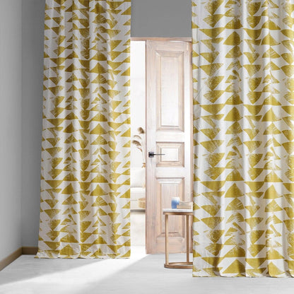 Triad Gold Geometric Printed Cotton Hotel Blackout Curtain