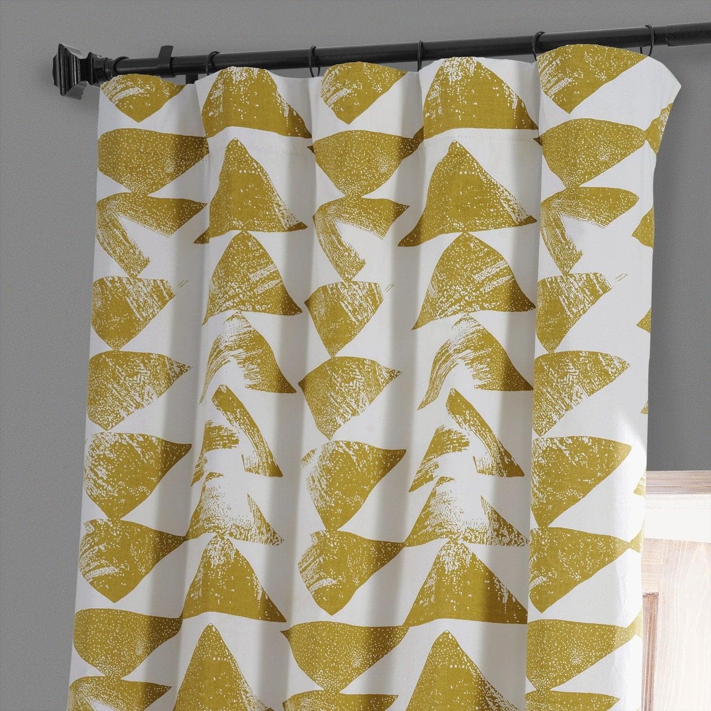 Triad Gold Geometric Printed Cotton Hotel Blackout Curtain