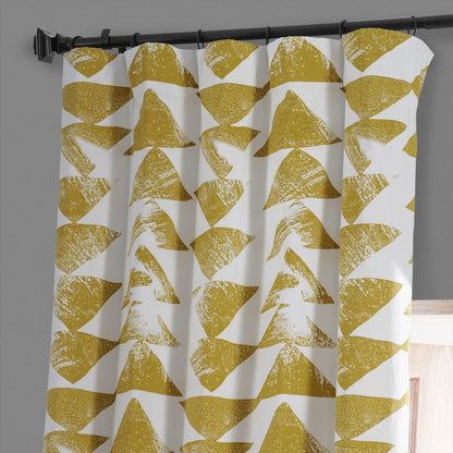 Triad Gold Geometric Printed Cotton Hotel Blackout Curtain