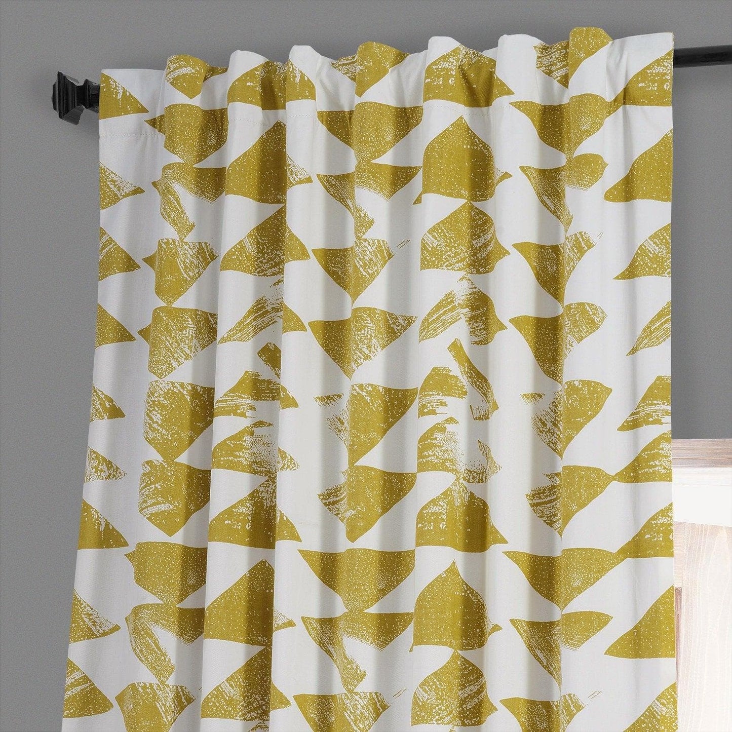 Triad Gold Geometric Printed Cotton Hotel Blackout Curtain