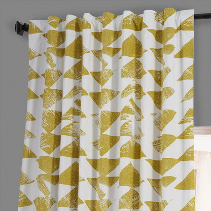 Triad Gold Geometric Printed Cotton Hotel Blackout Curtain