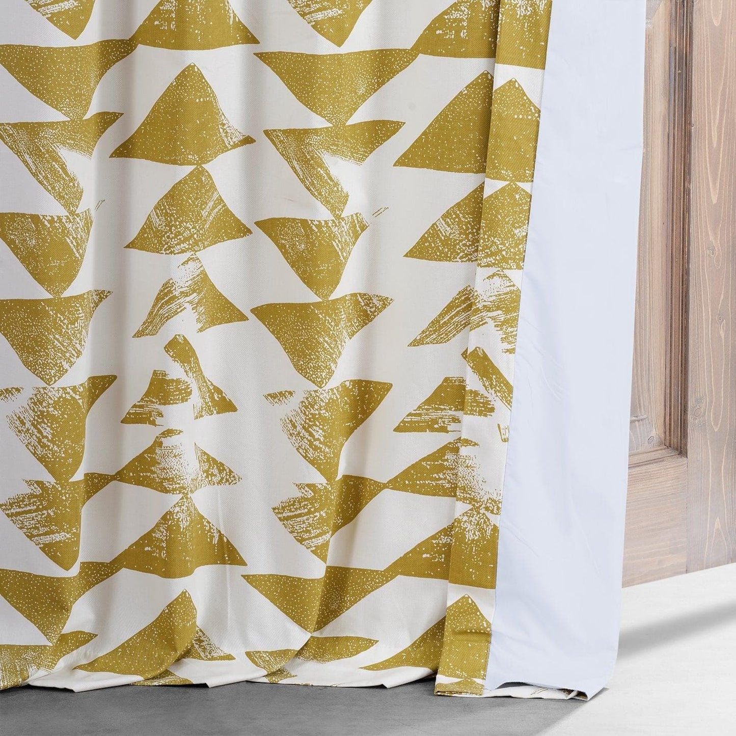 Triad Gold Geometric Printed Cotton Hotel Blackout Curtain