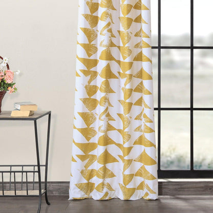 Triad Gold Geometric Grommet Printed Cotton Room Darkening Curtain