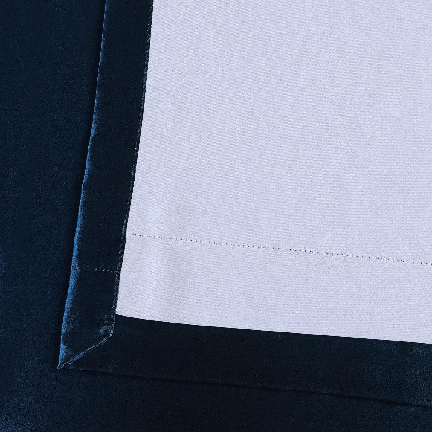 Navy Blue Grommet Faux Silk Taffeta Blackout Curtain