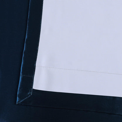 Navy Blue Grommet Faux Silk Taffeta Blackout Curtain