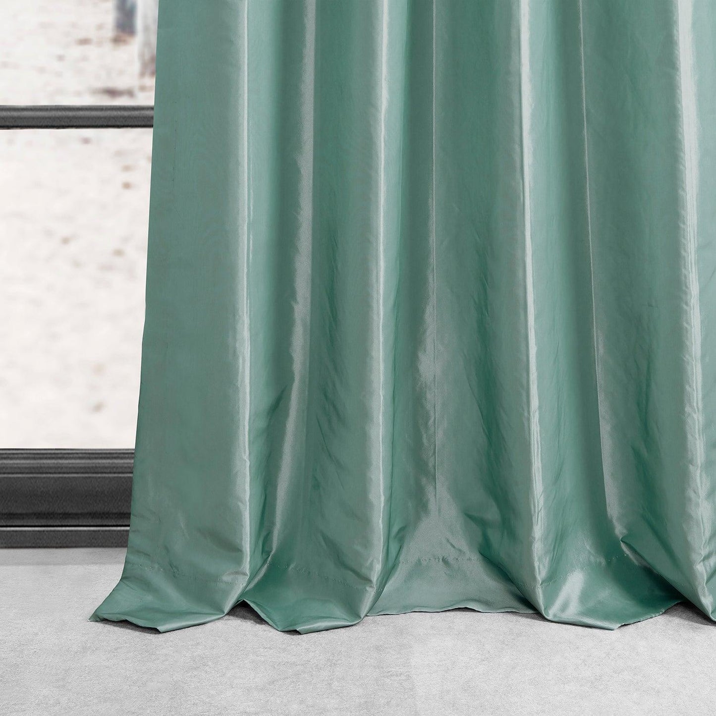 Robin's Egg Grommet Faux Silk Taffeta Blackout Curtain