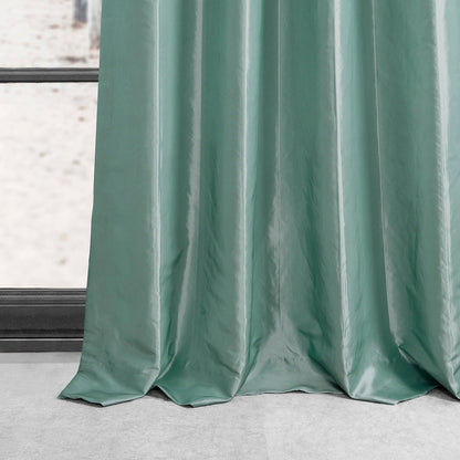 Robin's Egg Grommet Faux Silk Taffeta Blackout Curtain