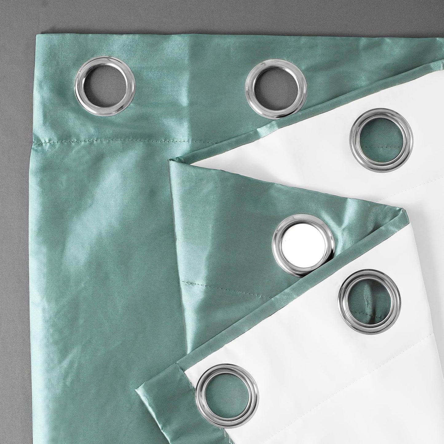 Robin's Egg Grommet Faux Silk Taffeta Blackout Curtain