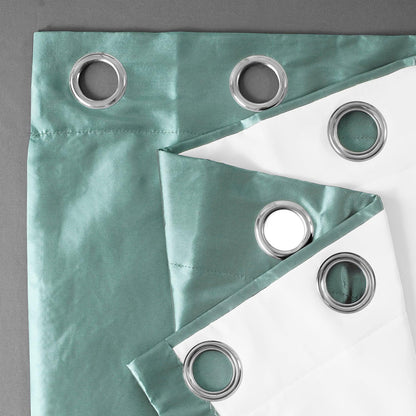 Robin's Egg Grommet Faux Silk Taffeta Blackout Curtain