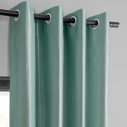 Robin's Egg Grommet Faux Silk Taffeta Blackout Curtain