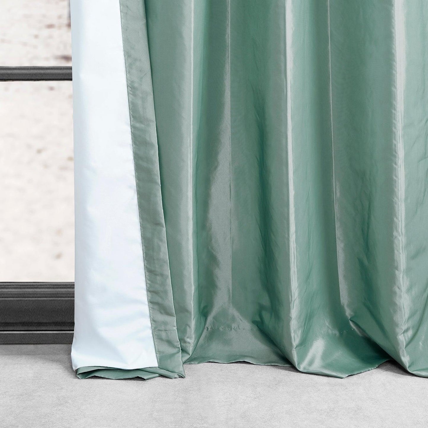 Robin's Egg Grommet Faux Silk Taffeta Blackout Curtain