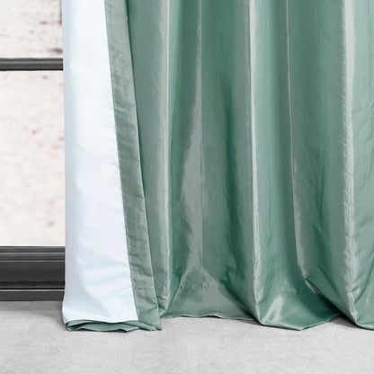Robin's Egg Grommet Faux Silk Taffeta Blackout Curtain
