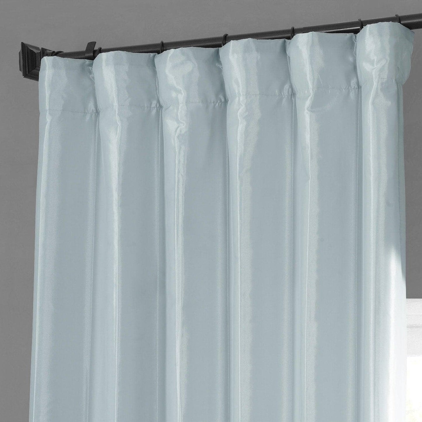 Blue Moon Solid Faux Silk Taffeta Room Darkening Curtain