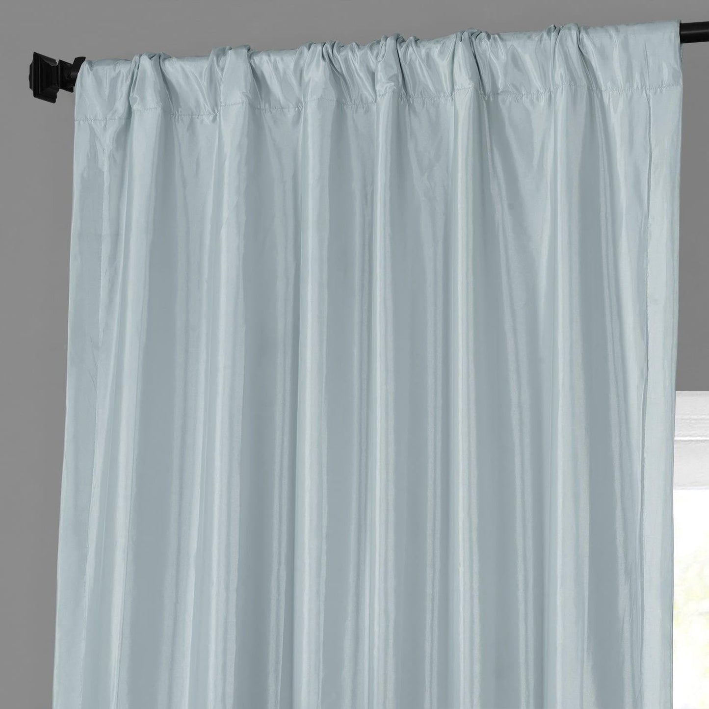 Blue Moon Solid Faux Silk Taffeta Room Darkening Curtain