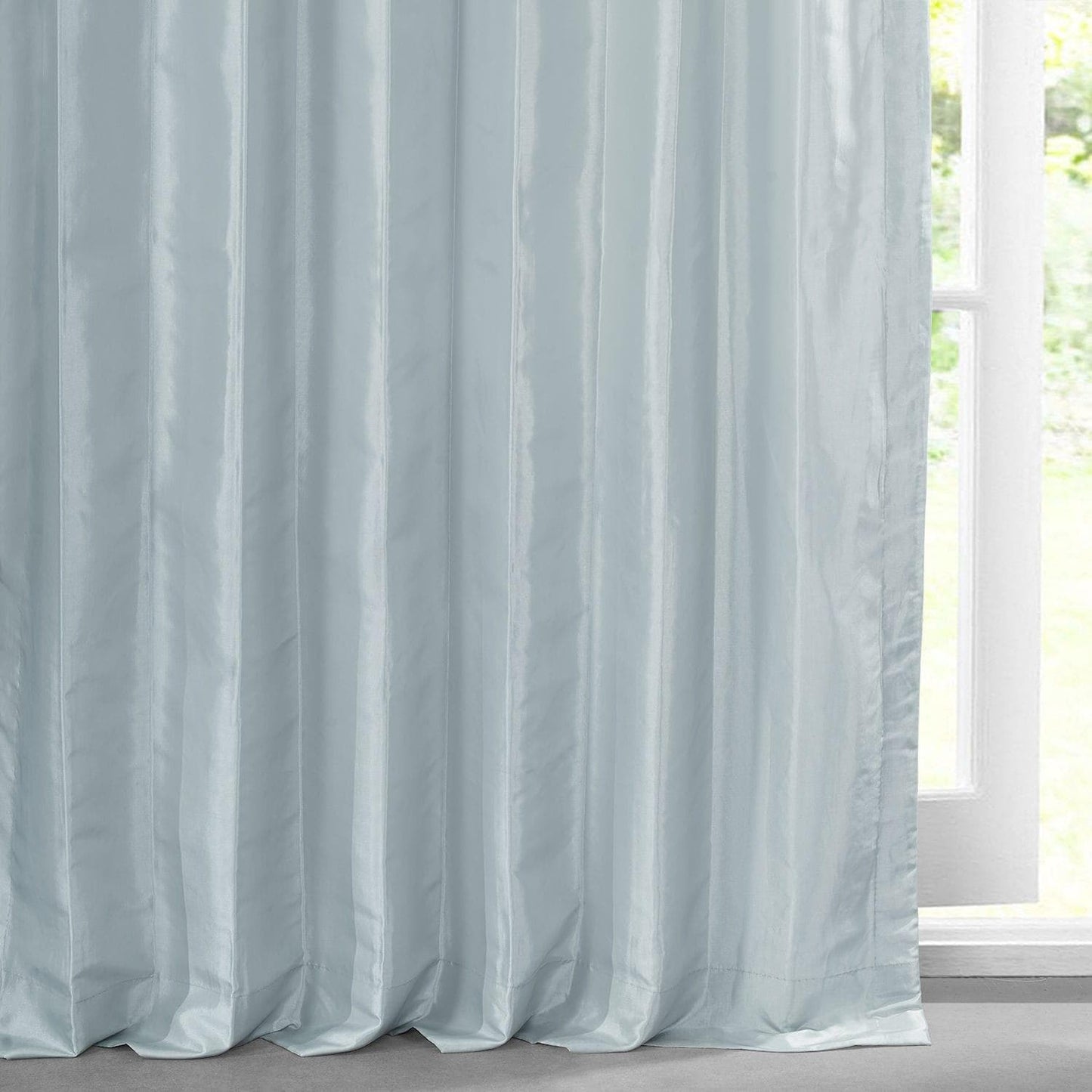 Blue Moon Solid Faux Silk Taffeta Room Darkening Curtain