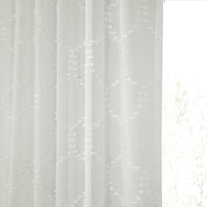 Marseille Shell Geometric Patterned Faux Linen Sheer Curtain