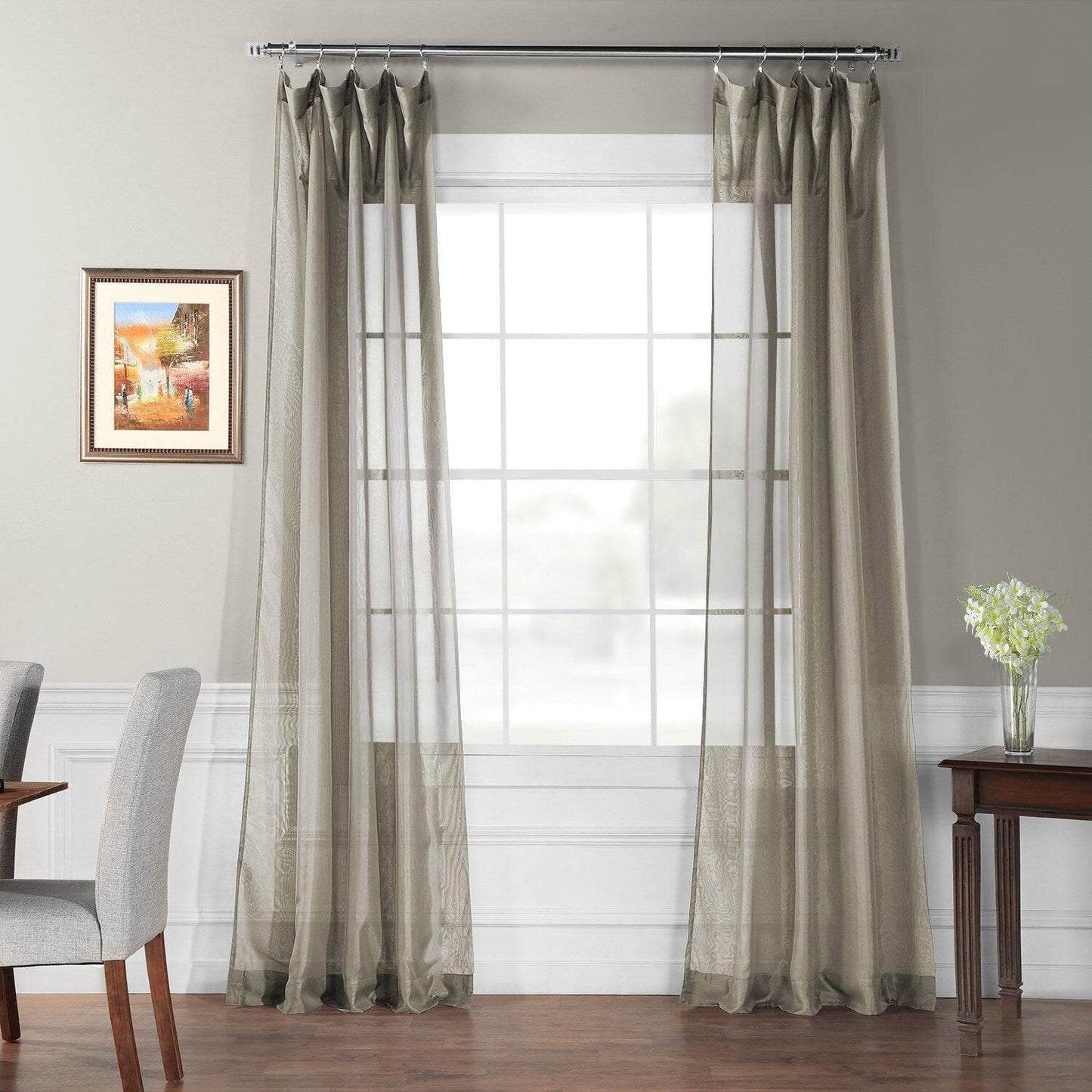 Double Layered Museum Grey Sheer Curtain