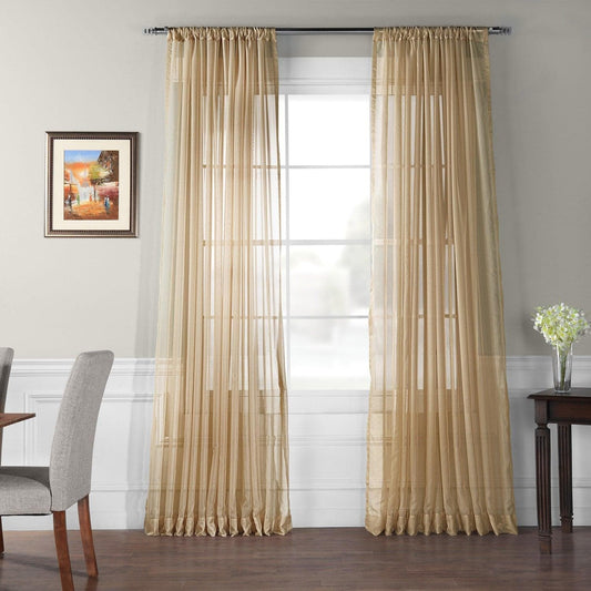 Soft Tan Extra Wide Sheer Curtain
